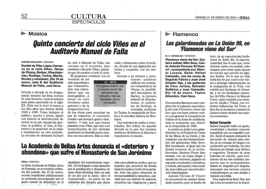 IDEAL de Granada. Andrés Molinari. 21-1-2000