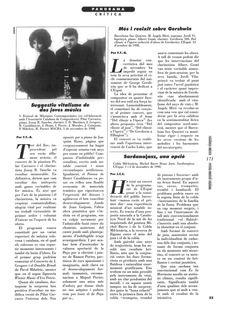 REVISTA MUSICAL CATALANA. Francesc Taverna-Bech. 1-1-99